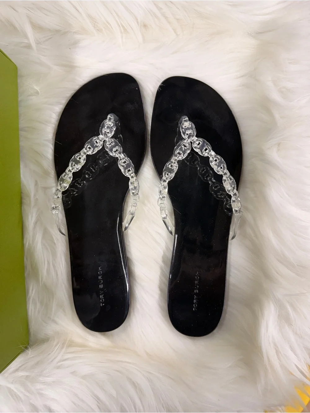Tory Burch GEMINI LINK JELLY FLIP-FLOP in clear/black size 10 women’s shoes